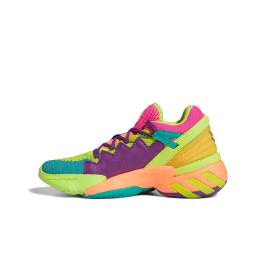 Adidas D.O.N. Issue #2 Амортизирующие шоки Slip-resistant MID Баскетбольные кроссовки Унисекс Розовый Зеленый Оранжевый