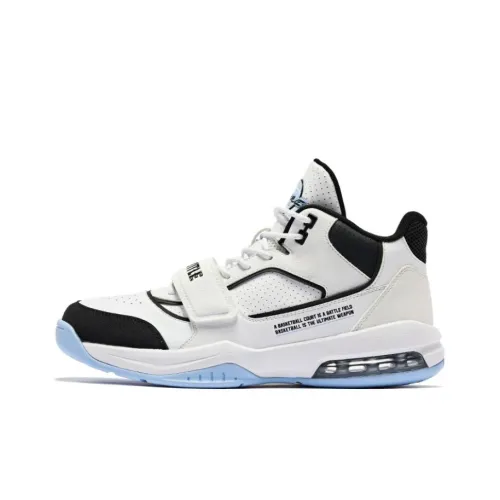 QIAODAN Амортизаторы Shock Slip-resistant Abrasion-resistant MID Топ Баскетбольные кроссовки Мужские Белый Черный