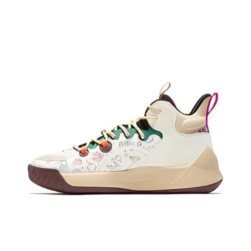 QIAODAN Busters 3Elite Устойчивые к истиранию Дышащие Высокие Баскетбольные кроссовки Мужские Ванильный Желтый Молочно-чайный