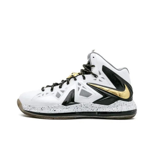 Nike Lebron 10 Elite Slip-Resistant Abrasion-Resistant Легкий MID Баскетбольные кроссовки Мужской Черный Белый