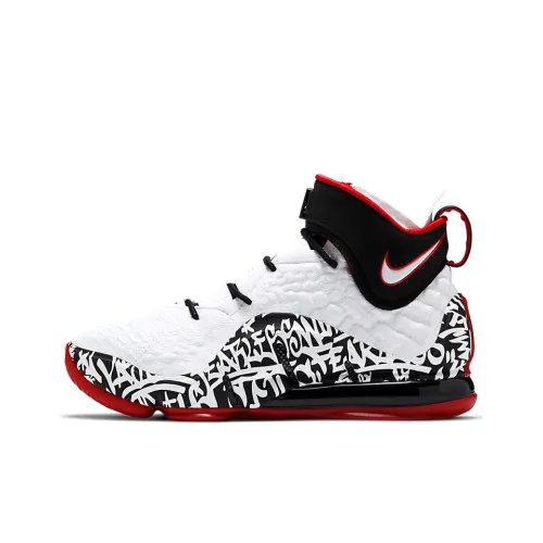 Nike Lebron 17 Амортизаторы Shock противоскользящие и устойчивые к истиранию баскетбольные кроссовки MID унисекс белый и черный