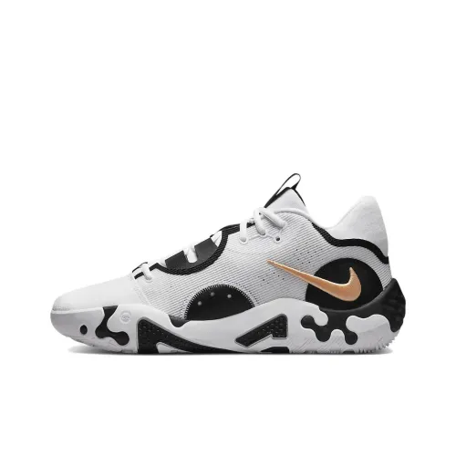 Nike PG 6 MID Топ Баскетбольные кроссовки для игры Мужской Белый черный Международная версия