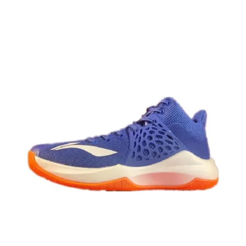LINING Sonic 7 Амортизаторы Shock Resistant Abrasion Resistant MID Баскетбольные кроссовки Мужские Синие Белые