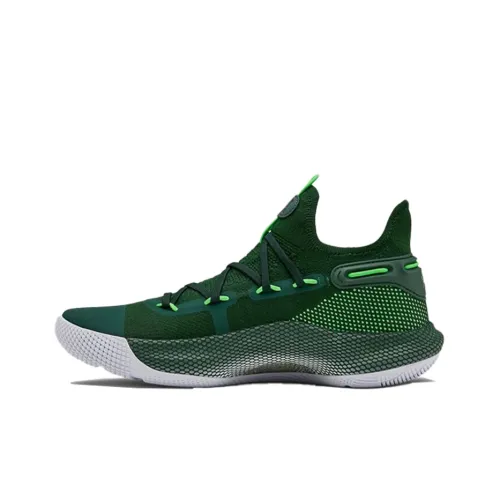 Under Armour Curry 6 Curry 6 Команда Shock Absorbers Slip-resistant Low Top Баскетбольные кроссовки для игры Мужской Зеленый