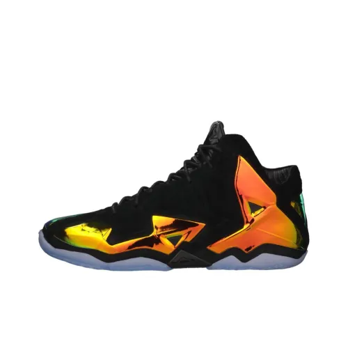 Nike Lebron 11 EXT Kings Crown James 11 Нелипкий Легкий MID Топ Баскетбольные кроссовки для игры Мужской Черный Оранжевый