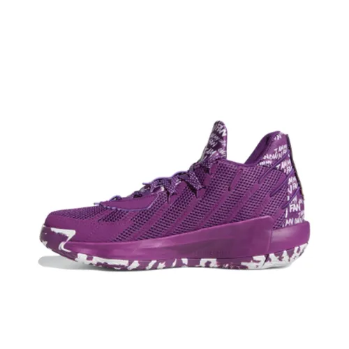 Adidas D Lillard 7 Амортизаторы Устойчивые к истиранию Бейсбольные кроссовки Mid Top Унисекс Фиолетовый