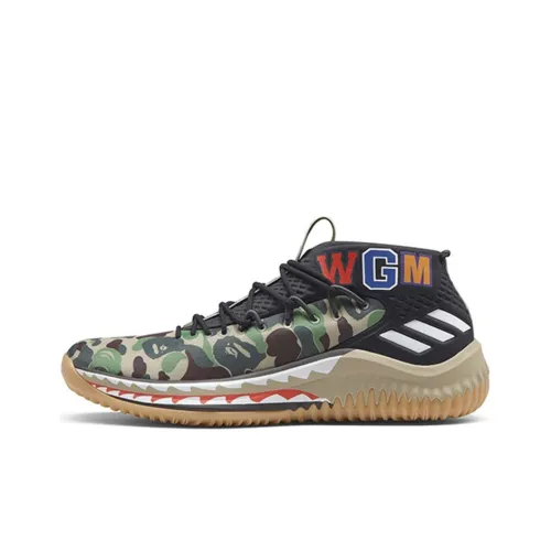 A BATHING APE x Adidas D Lillard 4 Зеленый CAMO Lillard Shark Low Топ Баскетбольные кроссовки Унисекс Зеленый камуфляж