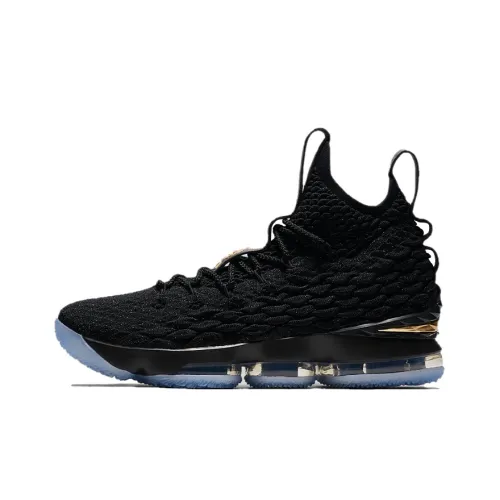 Nike Lebron 15 High Топ Баскетбольные кроссовки для игры Унисекс Черный золотой