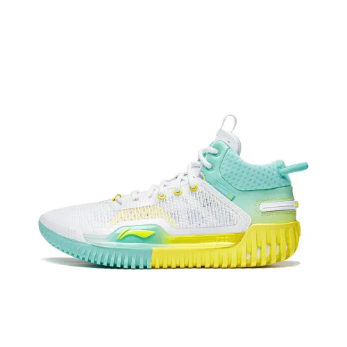 LINING Badfive 3 Амортизаторы Шок Резистентность к Износу MID Баскетбольные Кроссовки Мужские Белый Зеленый Желтый