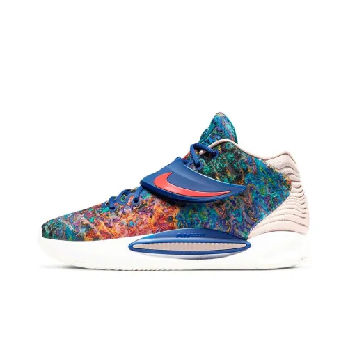 Nike KD 14 EP Low Топ Баскетбольные кроссовки для игры Унисекс Синий Розовый Азиатская версия