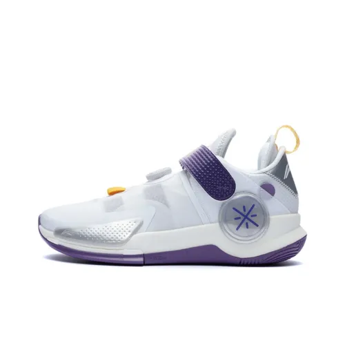 LiNing Wade Fission 7 V2 Амортизация Противоскользящие Поддержка Низкий Топ Баскетбольные Кроссовки Мужские Белый Фиолетовый