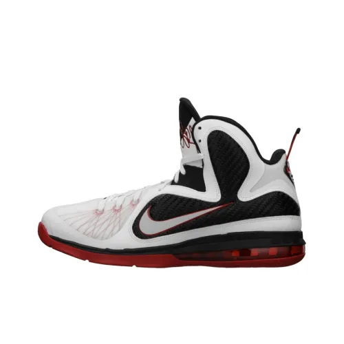 Nike Lebron 9 Miami Heat Home Амортизация MID Топ Баскетбольные кроссовки для игры Мужской Белый Черный