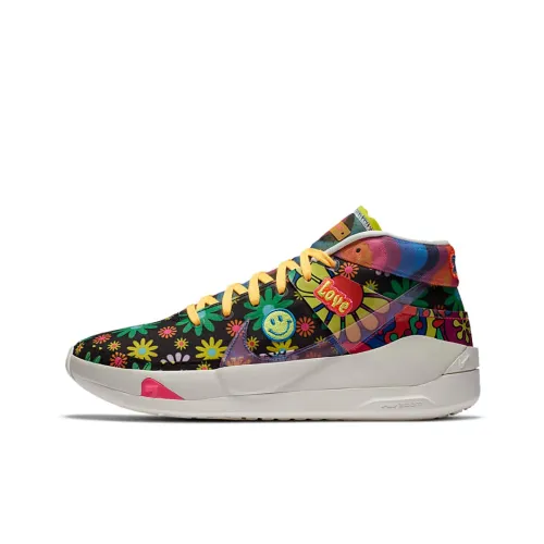 Nike KD 13 Slip-on Устойчивый к истиранию Легкий MID Баскетбольные кроссовки для игры Мужской Черный Желтый