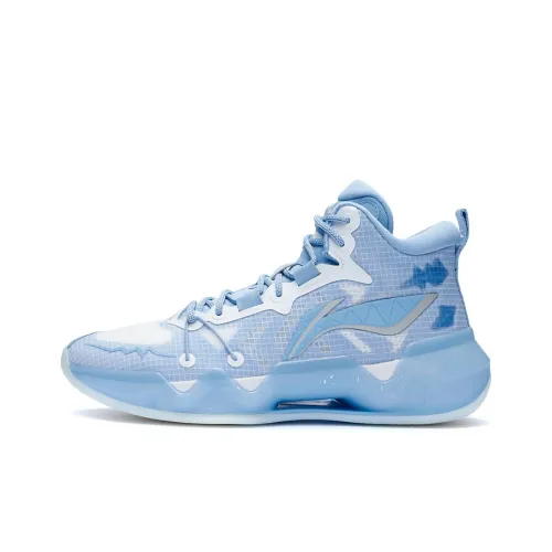 Лайнер Liren 2 Амортизация Противоскользящее покрытие Поддержка Отскок MID Топ Баскетбольные кроссовки Мужской Снежно-синий