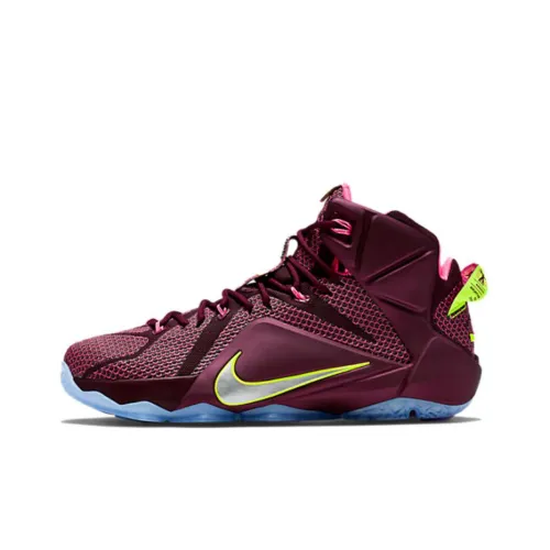 Nike Lebron 12 Амортизация Высокий Топ Баскетбольные Кроссовки для Игры Мужские Бордовые