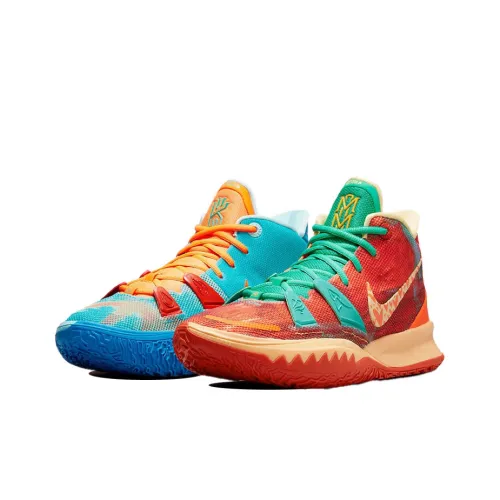 СНИКЕР ROOM x Nike Kyrie 7 Пламя And Вода Irving 7 Low Топ Баскетбольные кроссовки для игры Унисекс Красный синий Несовпадающие