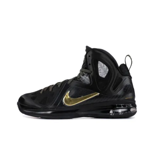 Nike Lebron 9 Elite Гостевой Нескользящий Легкий MID Баскетбольные кроссовки для игры Мужской Черный Золотой