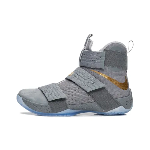 Nike Zoom Soldier 10 Нескользящий Легкий Высокий Топ Баскетбольные Кроссовки для Игры Мужской Серый
