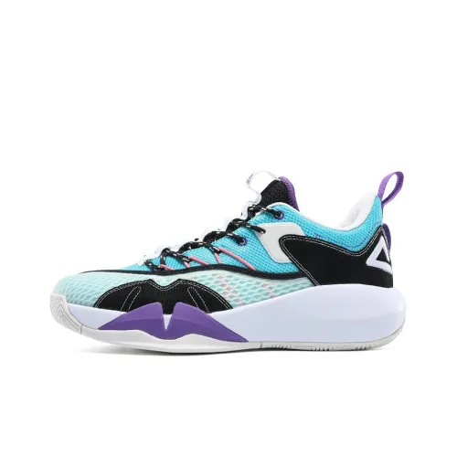 PEAK Шокабсорберы Slip-Resistant Abrasion-Resistant Низкий Топ Баскетбольные Кроссовки Мужские Синий-Фиолетовый Белый