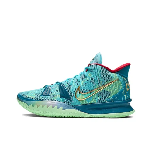 Nike Kyrie 7 MID Топ Баскетбольные кроссовки для игры Унисекс Синий Зеленый Международная версия