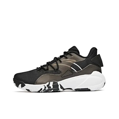 ANTA Амортизирующие шоки Slip-resistant и устойчивые к истиранию Низкий топ Баскетбольные кроссовки Мужской Черный Белый