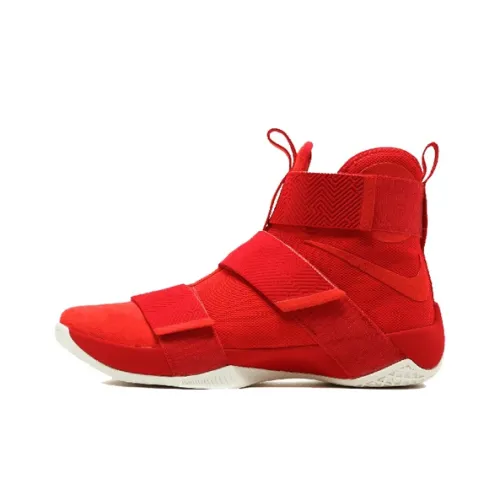 Nike Zoom Soldier 10 Lux Красный Нескользящий Легкий Высокий Топ Баскетбольные Кроссовки Унисекс Красный