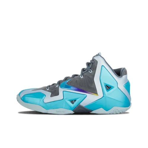 Nike Lebron 11 Нескользящий Легкий MID Баскетбольные кроссовки для игры Мужской Серый Синий