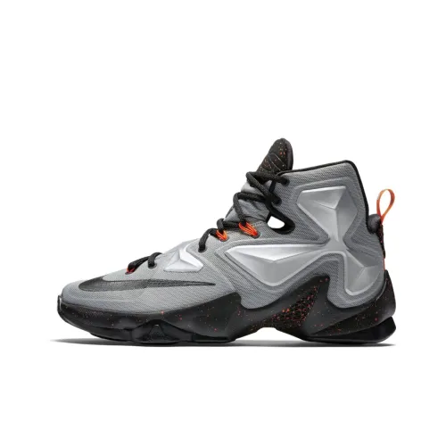 Nike Lebron 13 Lava Lebron 13 Амортизация Поддержка Высокие Баскетбольные Кроссовки для Игры Мужские Серые