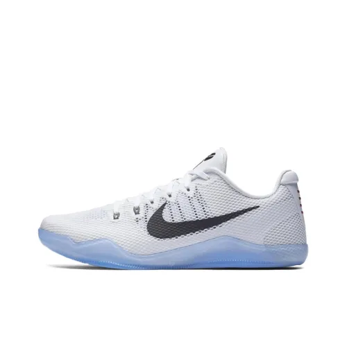 Nike Kobe 11 EM Low 'Fundamental' Нескользящий Легкий Низкий Топ Баскетбольные Кроссовки Мужские Белые