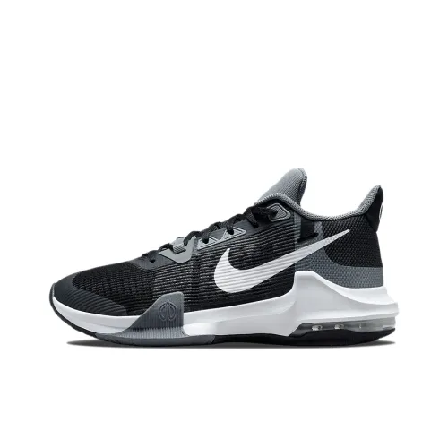 Nike Air Max Impact 3 Устойчивые к истиранию Низкие Баскетбольные Кроссовки Мужские Черные Серые