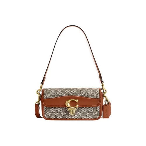 COACH Studio Коровья кожа с текстилем сумка-багет сумка через плечо женская коричневый и серый