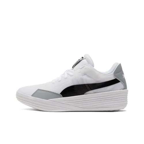 PUMA Clyde All Pro Team Амортизация Slip Resistant Покрытие Низкий Топ Баскетбольные кроссовки для игры Унисекс Белый Черный Серый