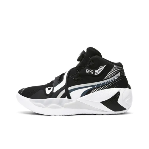 PUMA Disc Rebirth Шокабойеры Противоскользящие Устойчивые к истиранию Высокий топ Баскетбольные кроссовки Унисекс Черный белый