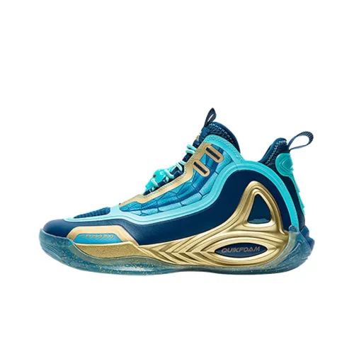 361° Zengo Амортизация Устойчивость к истиранию Покрытие Высокий топ Баскетбольные кроссовки Мужской Черный Золото Зеленый