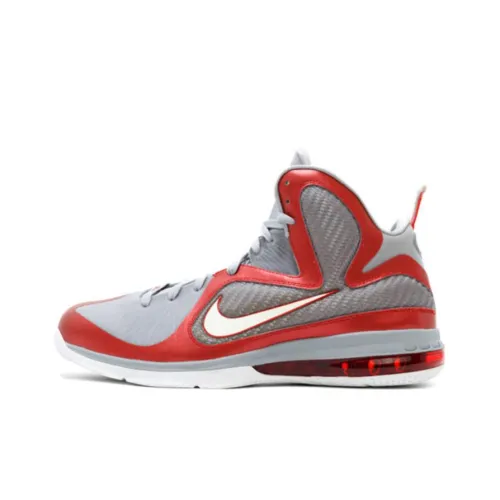 Nike Lebron 9 Ohio State Нескользящий Легкий Высокий Топ Баскетбольные Кроссовки для Игры Мужской Серый Красный