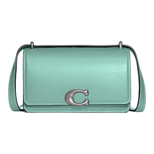 COACH Bandit Блестящая кожа коровы сумка-конверт сумка через плечо маленькая женская синяя