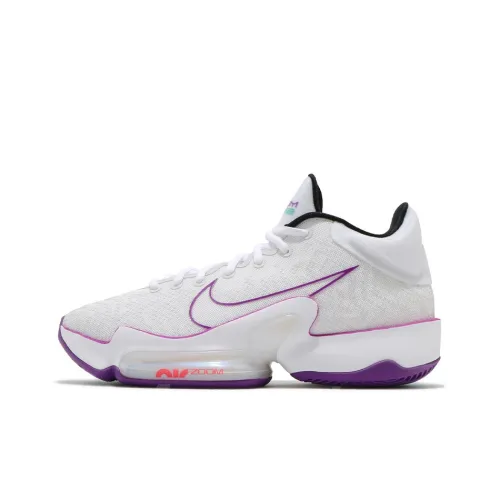 Nike Zoom Rize 2 EP Амортизаторы Slip-resistant MID Баскетбольные кроссовки Унисекс Белый Фиолетовый Азиатская версия