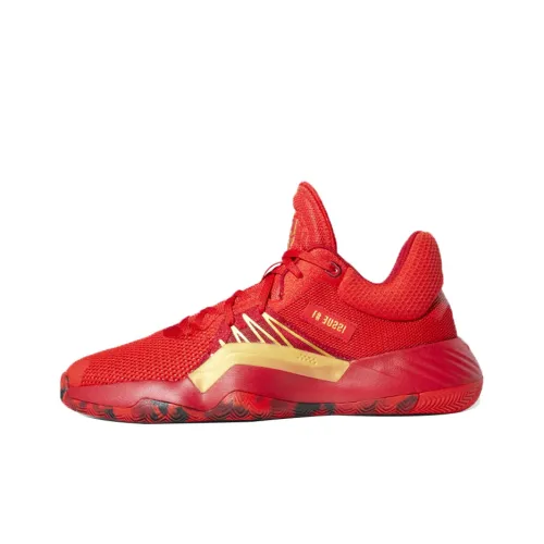 Adidas D.O.N. Issue #1 Mitchell Spider Man Anti-slip Lightweight Low-top Basketball Shoes Men's Red Gold Adidas D.O.N. Issue #1 Mitchell Spider Man Противоскользящий Легкий Низкий верх Баскетбольные кроссовки Мужские Красный Золото