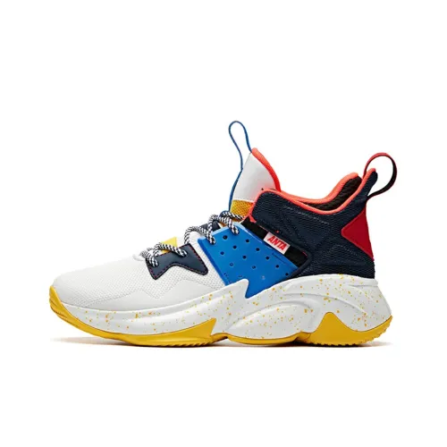 ANTA MID Топ Баскетбольные кроссовки для игры Мужской Белый синий желтый