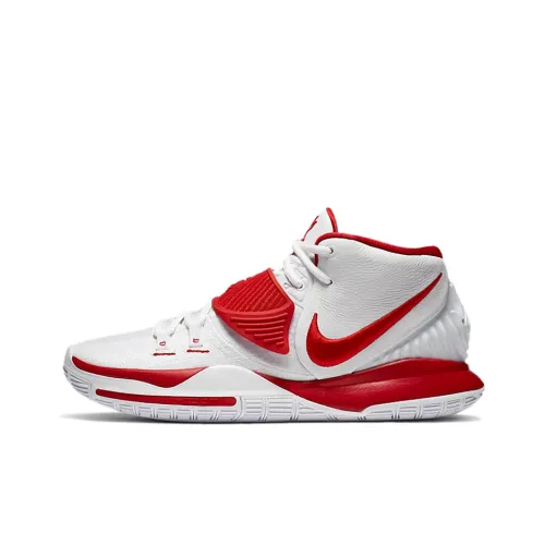 Nike Kyrie 6 Амортизаторы Шок Устойчивость к истиранию MID Баскетбольные кроссовки для игры Унисекс Белый Красный