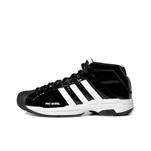 Adidas PRO Model 2G Нескользящий Легкий MID Баскетбольные кроссовки Мужской Черный Белый