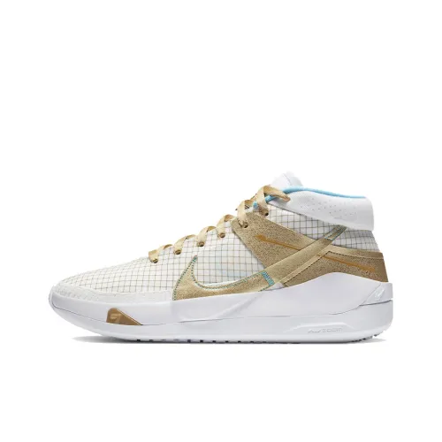 Nike KD 13 'EYBL' MID Топ Баскетбольные кроссовки для игры Унисекс Белый Золото Азиатская Версия