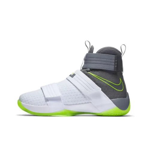 Nike Zoom Soldier 10 Нескользящий Легкий Высокий Топ Баскетбольные Кроссовки Мужские Белый Серый