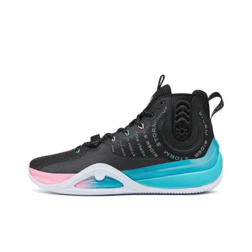 XTEP Royal Wind Generation Slip-resistant Abrasion-resistant High Top Basketball Shoes Men's Black XTEP Royal Wind Generation Противоскользящие Устойчивые к износу Высокие Топы Баскетбольные Кроссовки Мужские Черные