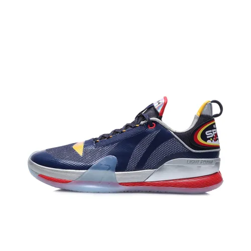 LINING Blitz 7 Premium Амортизация Устойчивость к истиранию Низкий отскок Низкий топ Баскетбольные кроссовки Мужские Синий Серый
