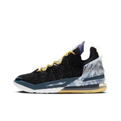 Nike Lebron 18 Reflections Амортизация MID Топ Баскетбольные кроссовки Унисекс Черный Фиолетовый Международная версия