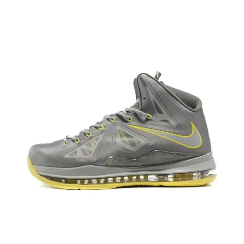 Nike Lebron 10 Canary Джеймс 10 Нелипкий Легкий Высокий Топ Баскетбольные Кроссовки для Игры Мужской Серый