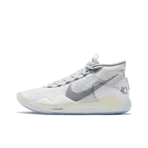 Nike KD 12 Zoom Белый Wolf GREY Цвет KD MID Топ Баскетбольные кроссовки для игры Унисекс Серый Белый