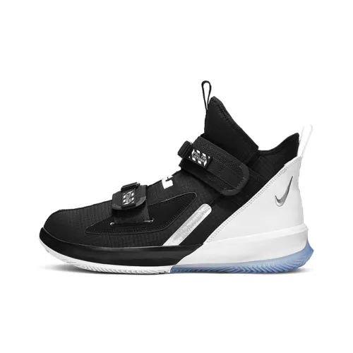Nike Zoom Soldier 13 Джеймс Шок Абсорбер Антислип Высокий Топ Баскетбольные Кроссовки для Игры Мужской Черный Белый