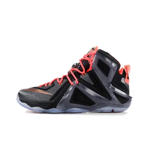 Nike Lebron 12 Elite Non Slip Легкий Высокий Топ Баскетбольные Кроссовки для Игры Мужской Черный Розовый